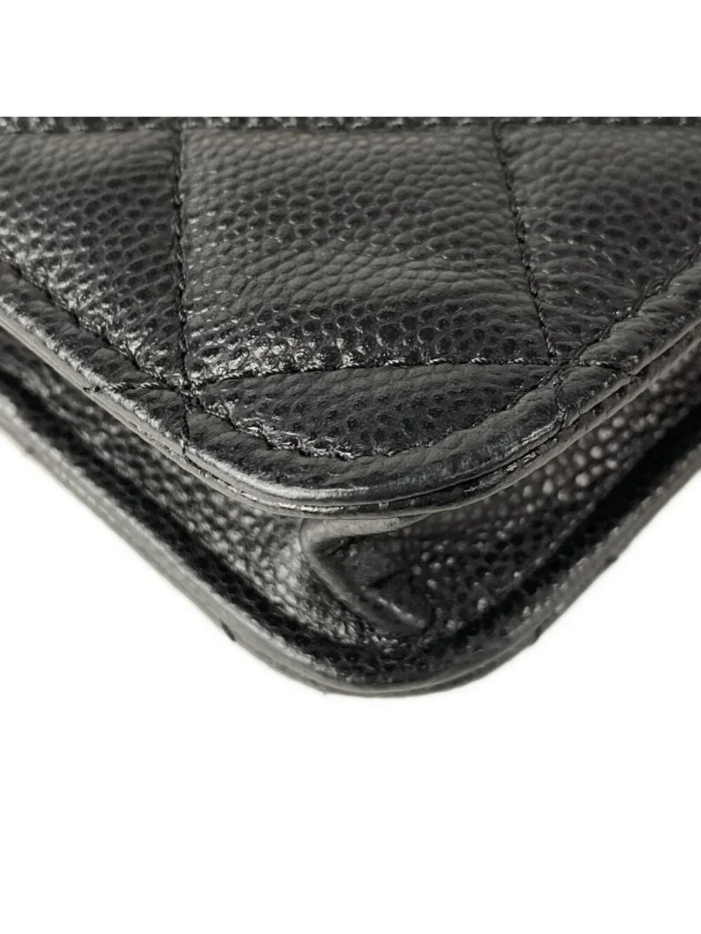 Chanel Shoulder Bag Quilted Black Gold Phone Strap Case Chain